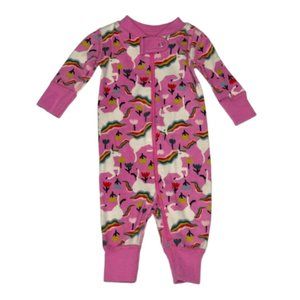 VGUC Hanna Andersson Hot Pink Rainbow Unicorn Print 2-Way Zipper Pajama's